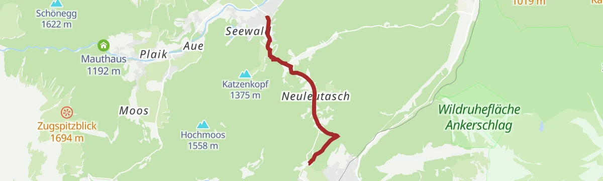 Route map: Wanderung von Leutasch nach Seefeld